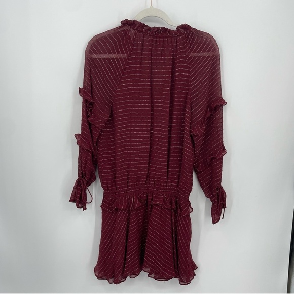 Anthropologie Intropia Ruffled Tunic Mini Dress Burgundy Red wine Sz 36 US 0 - Picture 3 of 8